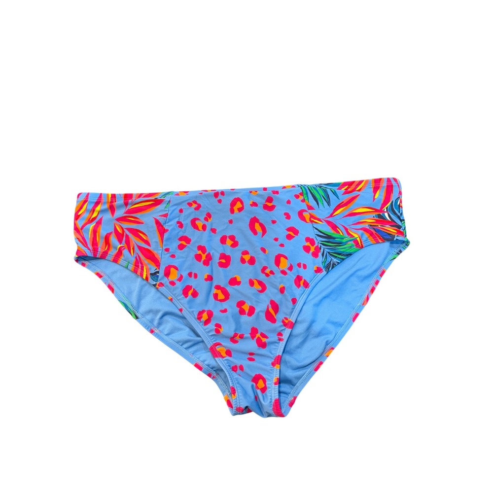 Tabitha Brown Target High Waist Bikini Bottoms 3X Blue Leopard Tropical Floral